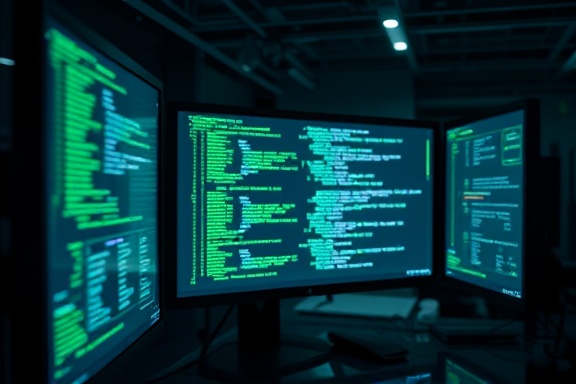 streamlined telemedicine technology, transformative, engineers coding solutions, photorealistic, tech environment with real-time coding display, highly detailed, seamless technological synergy, ISO 210, f/2.0, 30mm lens, deep greens and greys, backlit by monitors