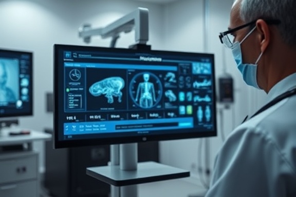 advanced teleconsultation technology, intuitive interface, being demonstrated, photorealistic, in a virtual lab environment, highly detailed, digital graphics overlay, high dynamic range, silver and black, soft lighting, shot with a 24mm lens.