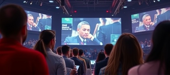 immersive digital platform, engaged, participating in a live stream event, photorealistic, surrounded by digital avatars and animated comments, highly detailed, virtual interaction elements, UHD resolution, vivid digital colors, backlit with soft studio lighting, shot with a Sony FE 85mm f/1.4 GM lens.